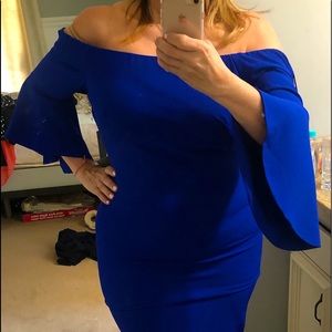 Royal blue off shoulder dress